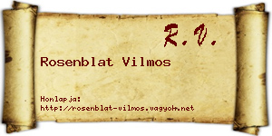 Rosenblat Vilmos névjegykártya